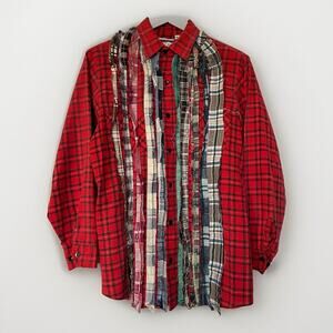 Needles Rebuild Japan Men's M Ribbon Flannel Shirt Red/Multi Vintage Nepenthes
